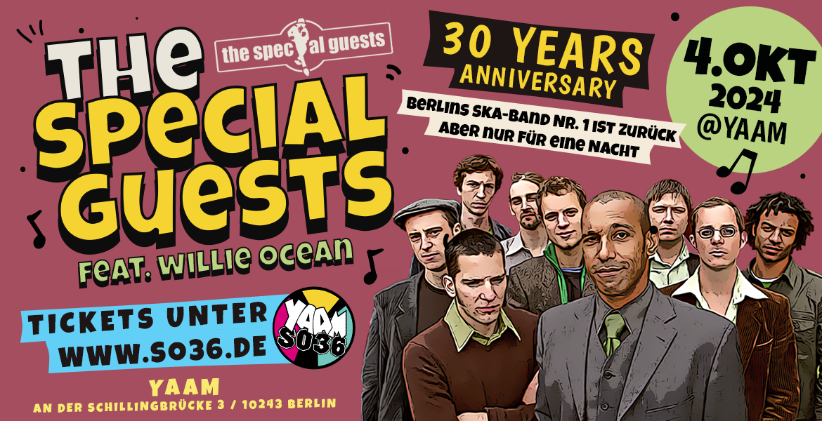 Tickets THE SPECIAL GUESTS FEAT. WILLIE OCEAN, Berlins Ska-Band Nr. 1 ist zurück – aber nur für eine Nacht in Berlin